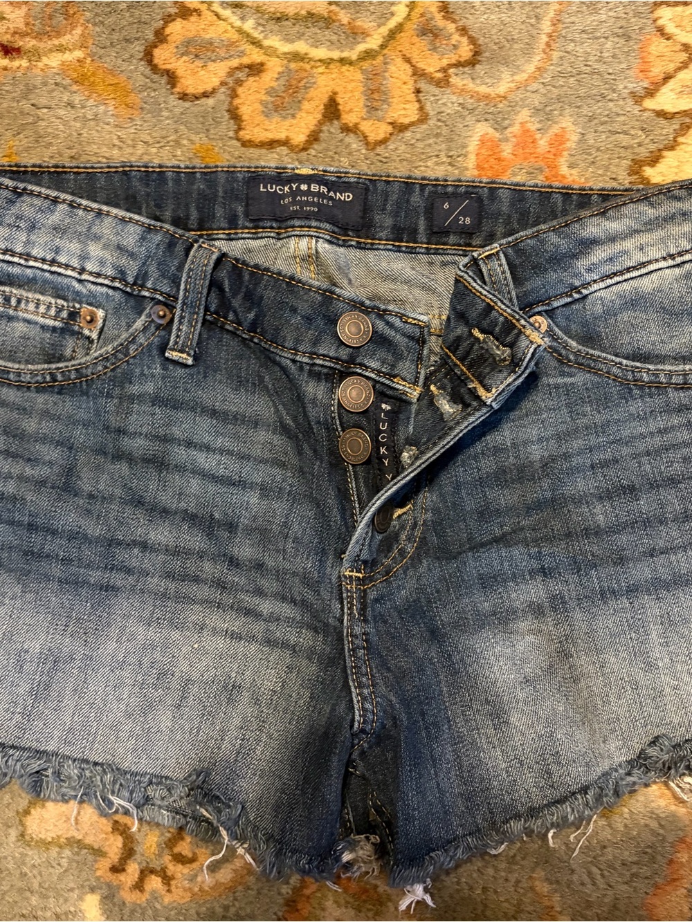 Lucky Brand Women's Medium Blue Distressed Denim Shorts